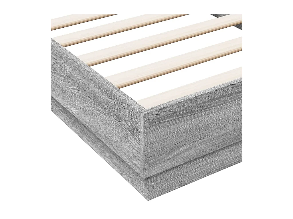 Cadre de lit avec lumières LED sonoma gris 90x190