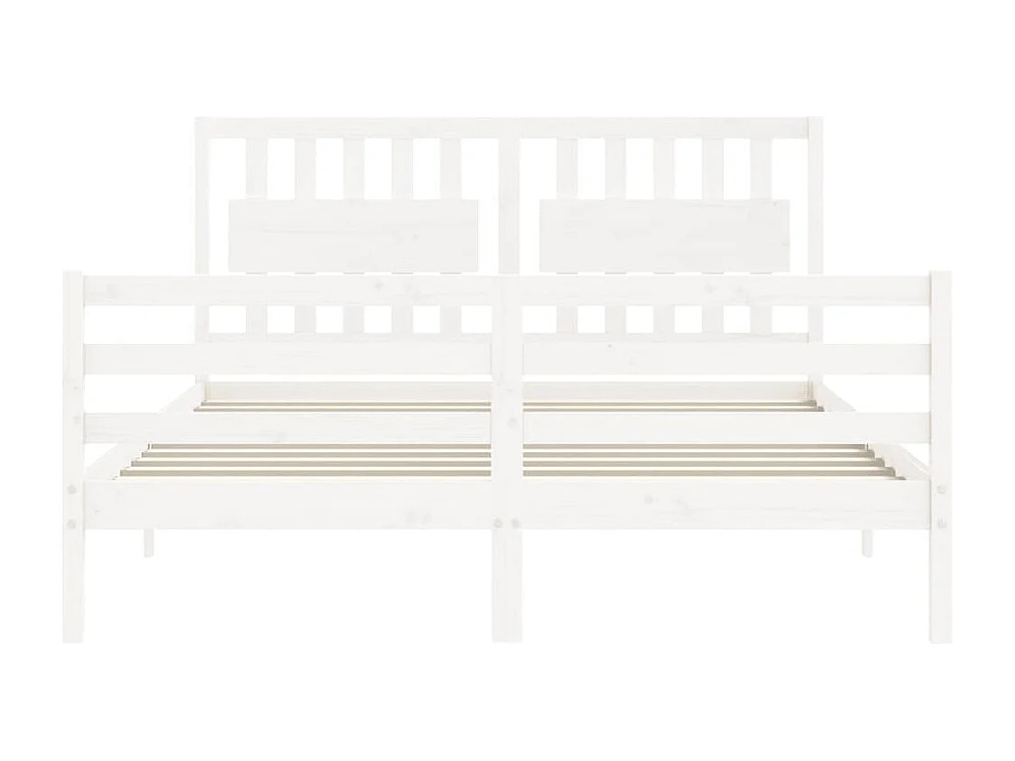 Cadre de lit avec tête de lit blanc 160x200 bois massif