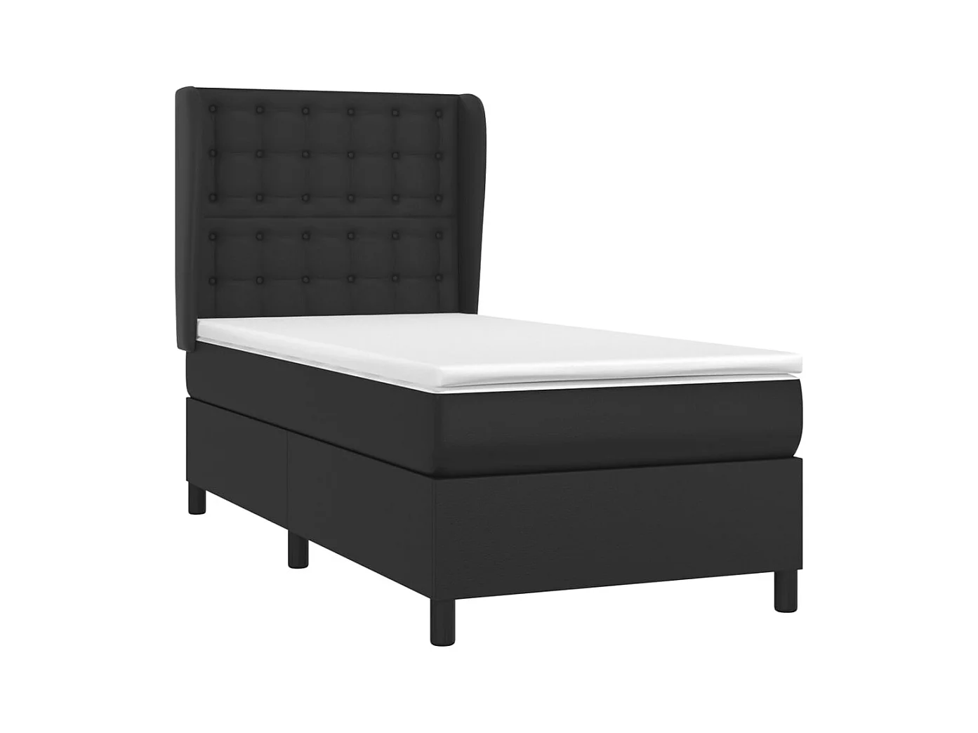 Sommier à lattes de lit avec matelas Noir 100x200 Similicuir