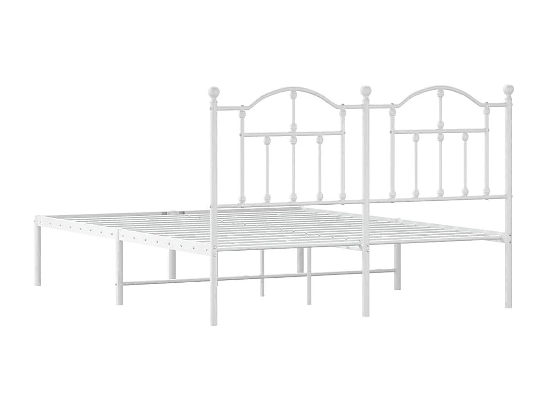 Cadre de lit métal avec tête de lit blanc 140x190