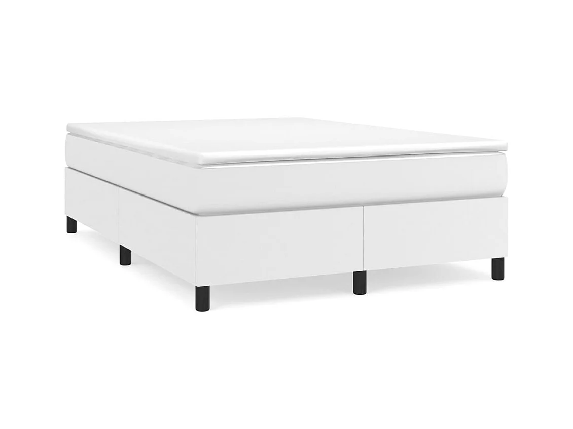 Sommier à lattes de lit avec matelas Blanc 140x200 Similicuir