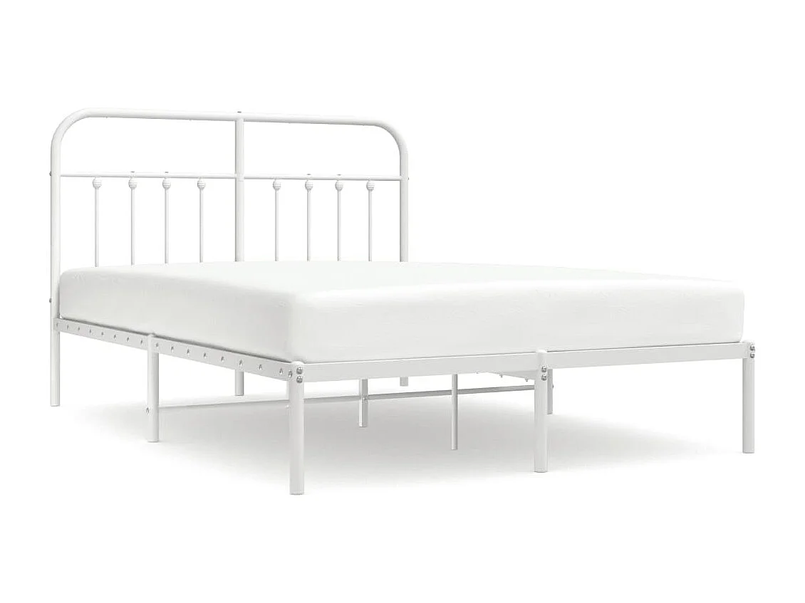 Cadre de lit métal avec tête de lit blanc 140x200