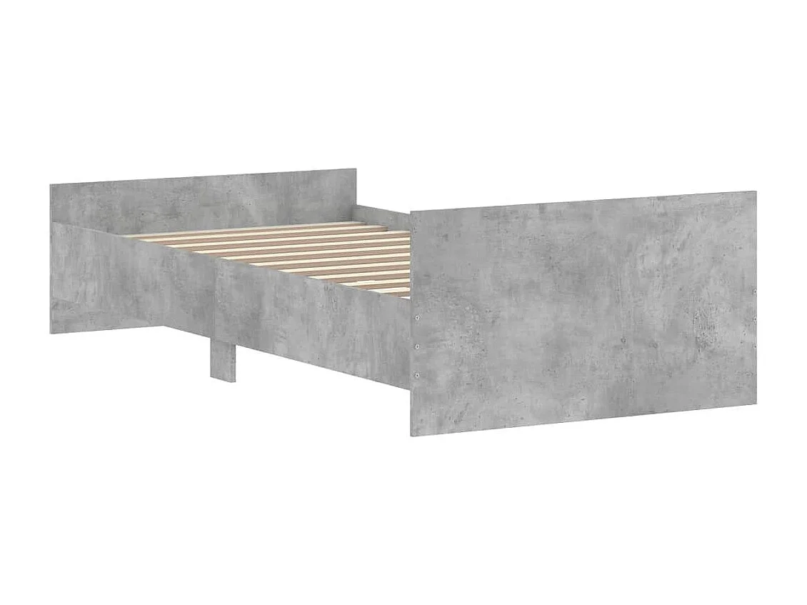 Cadre de lit gris béton 90x190 bois d'ingénierie