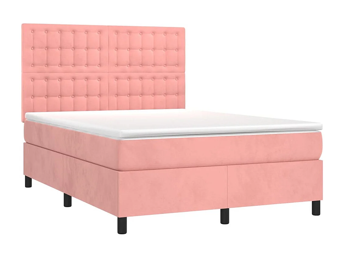 Lit à sommier tapissier avec matelas Rose 140x190 Velours