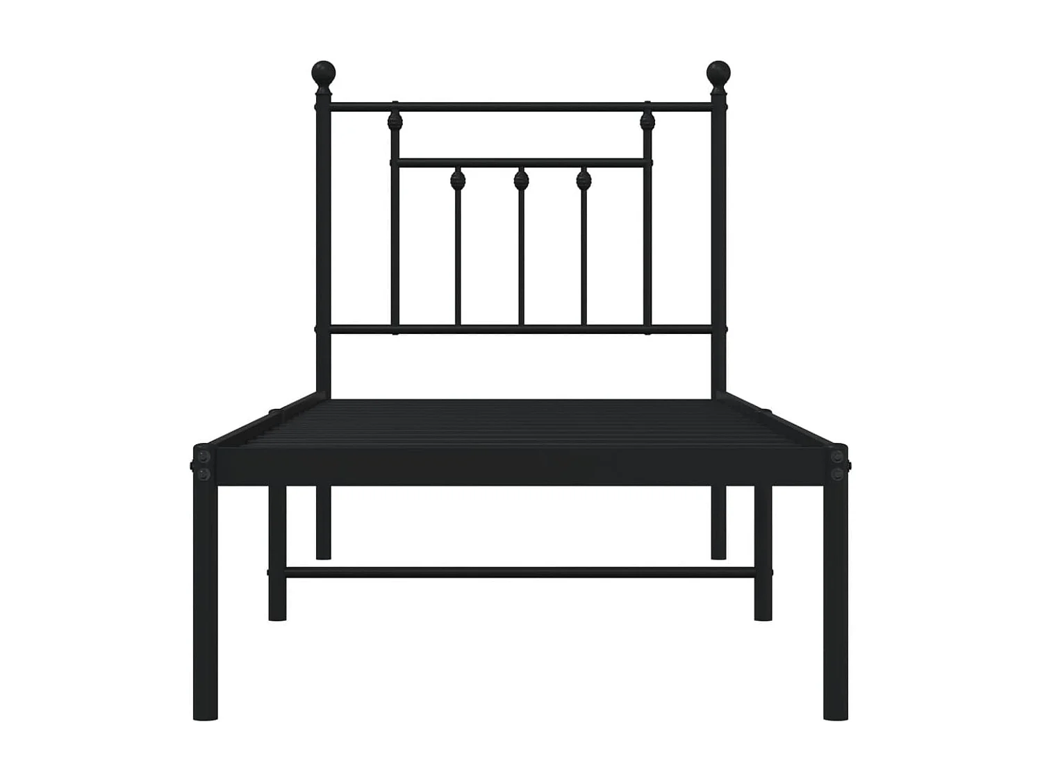 Cadre de lit métal avec tête de lit noir 75x190