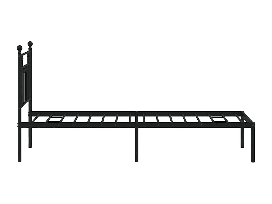 Cadre de lit métal avec tête de lit noir 75x190