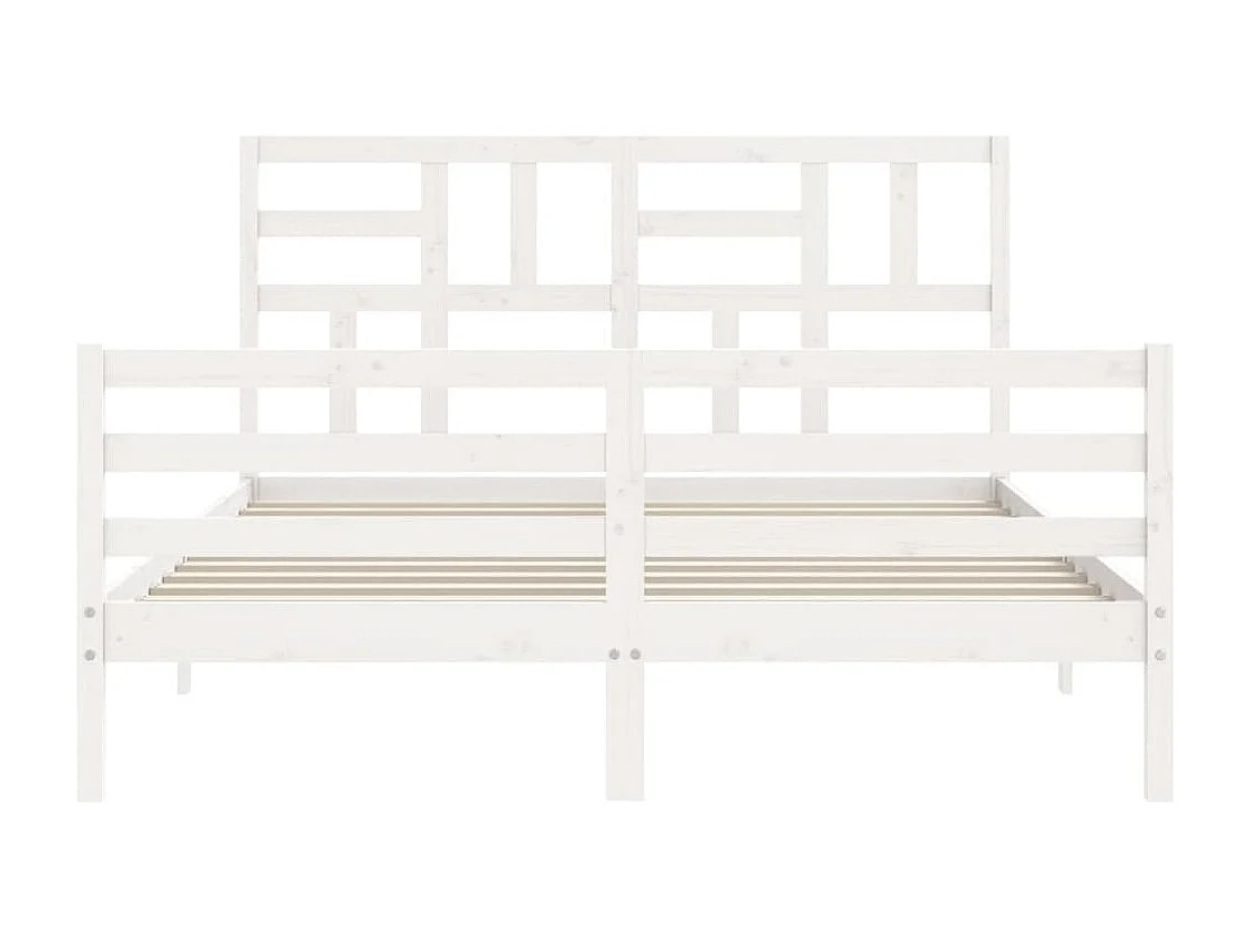 Cadre de lit avec tête de lit blanc 160x200 bois massif