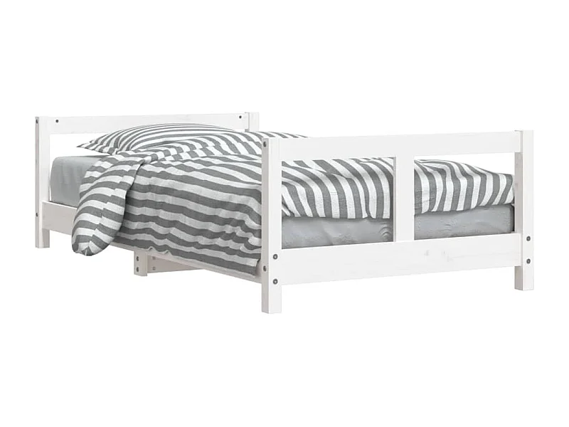 Cadre de lit pour enfant blanc 80x160 bois de pin massif