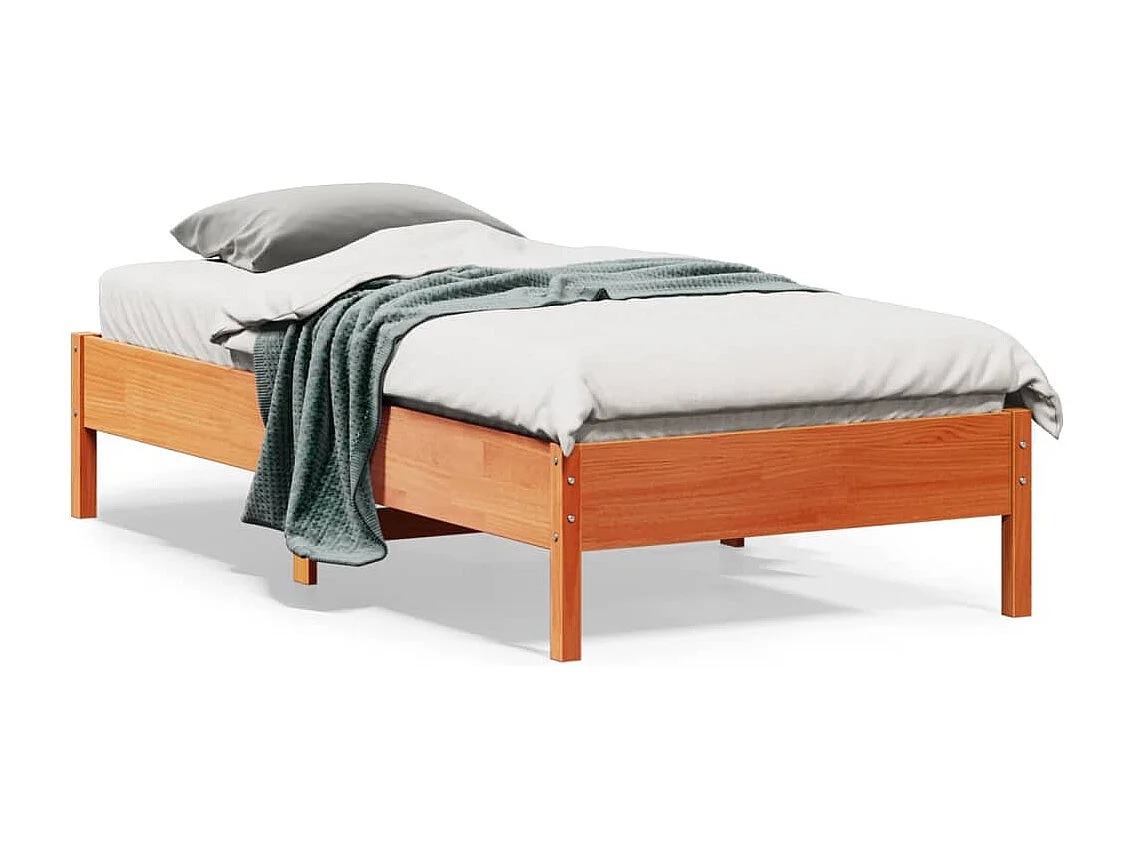 Cadre de lit cire marron 75x190 bois de pin massif