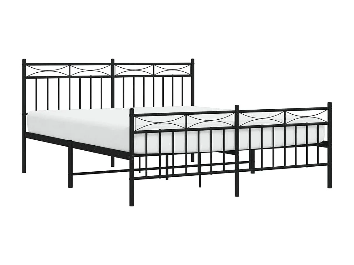 Cadre de lit métal avec tête de lit-pied de lit noir 160x200