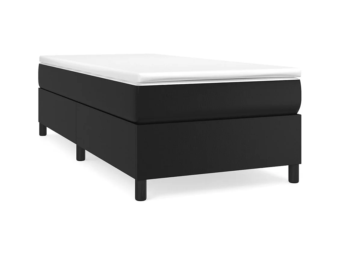 Sommier à lattes de lit avec matelas Noir 100x200 Similicuir