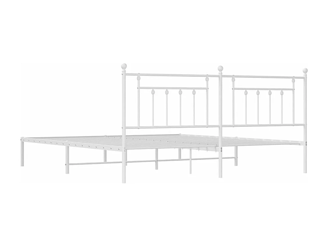 Cadre de lit métal avec tête de lit blanc 200x200