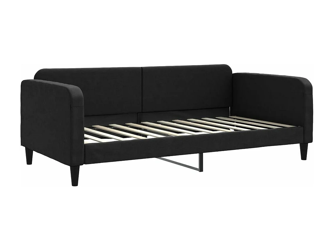 Lit de jour avec matelas noir 100x200 tissu