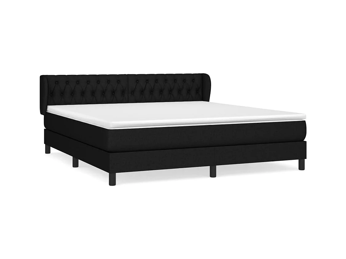Sommier à lattes de lit avec matelas Noir 180x200 Tissu