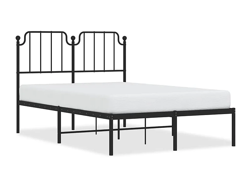 Cadre de lit métal avec tête de lit noir 120x200