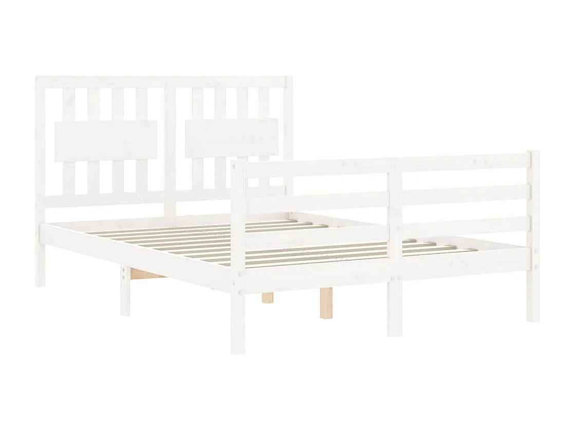 Cadre de lit avec tête de lit blanc 140x190 bois massif