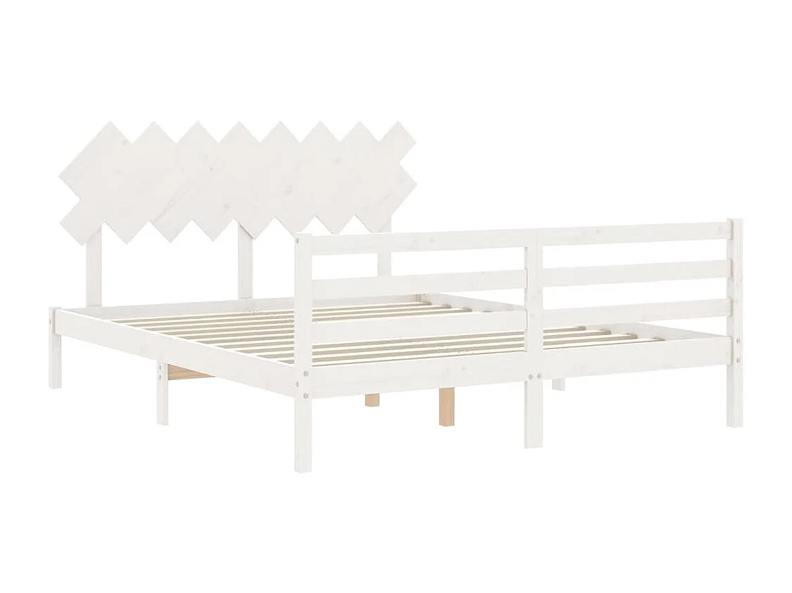 Cadre de lit avec tête de lit blanc 160x200 bois massif