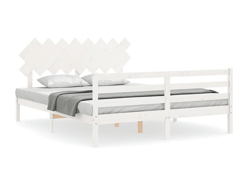 Cadre de lit avec tête de lit blanc 160x200 bois massif