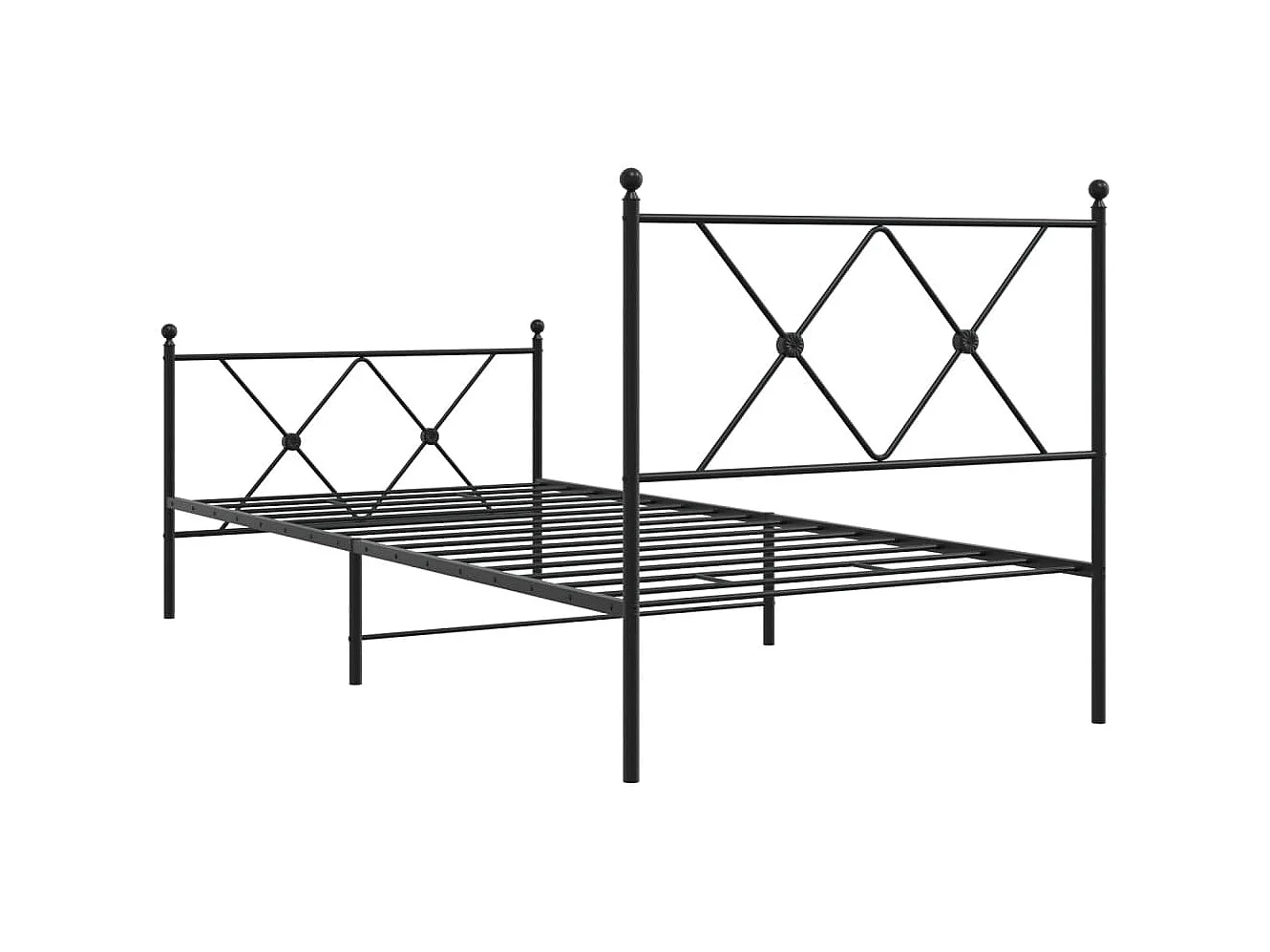 Cadre de lit métal avec tête de lit-pied de lit noir 90x190