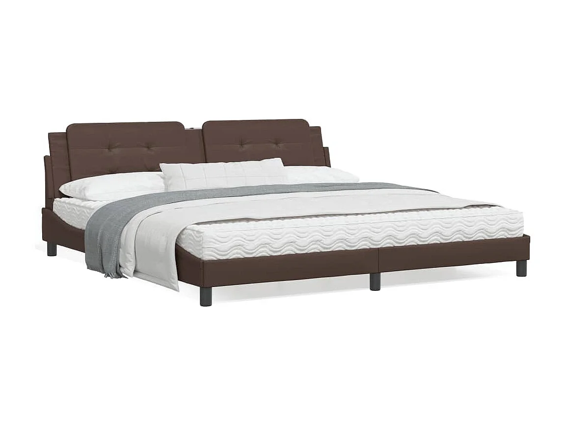 Lit avec matelas marron 200x200 similicuir