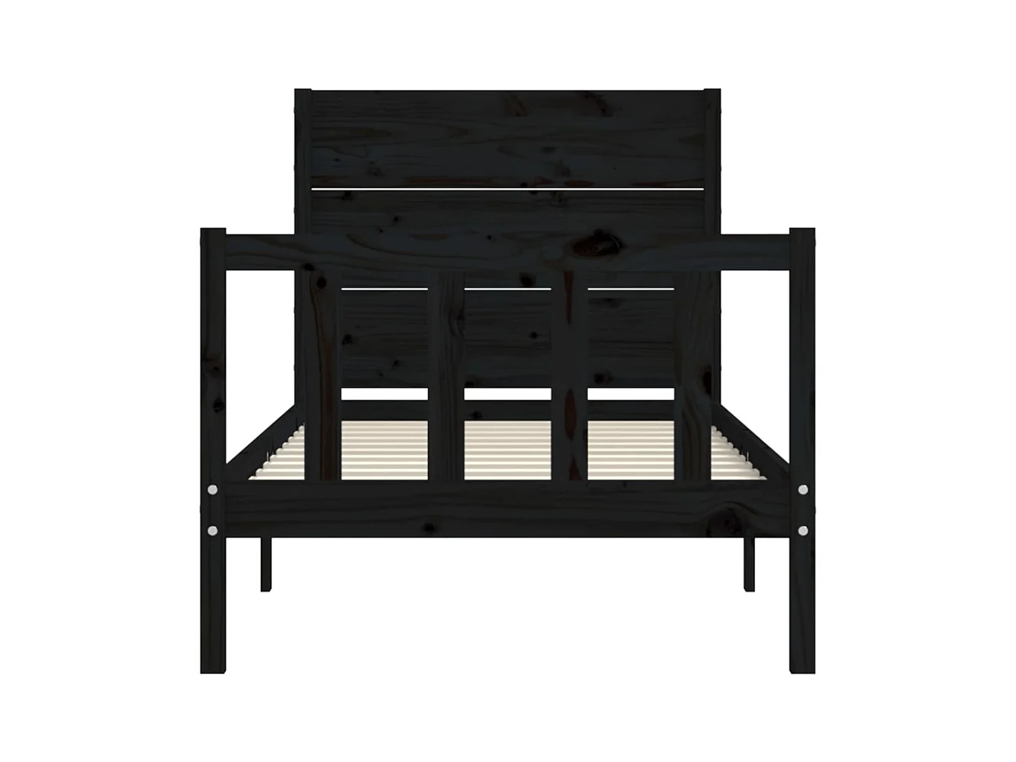 Cadre de lit avec tête de lit noir simple bois massif