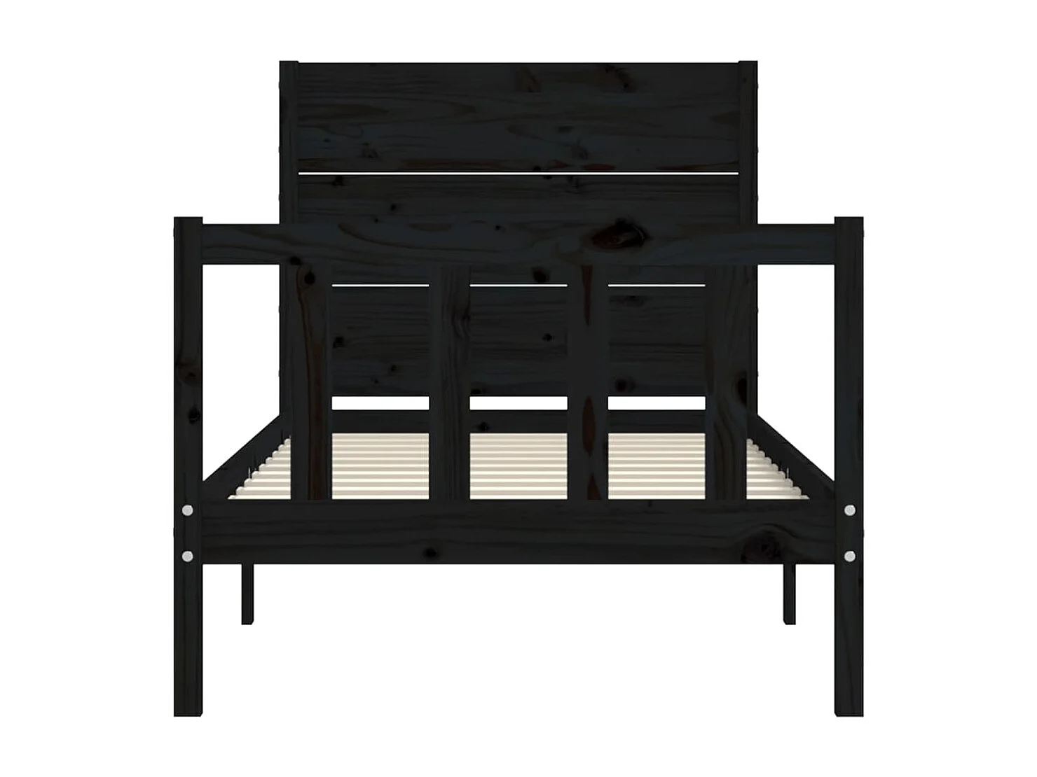 Cadre de lit avec tête de lit noir simple bois massif
