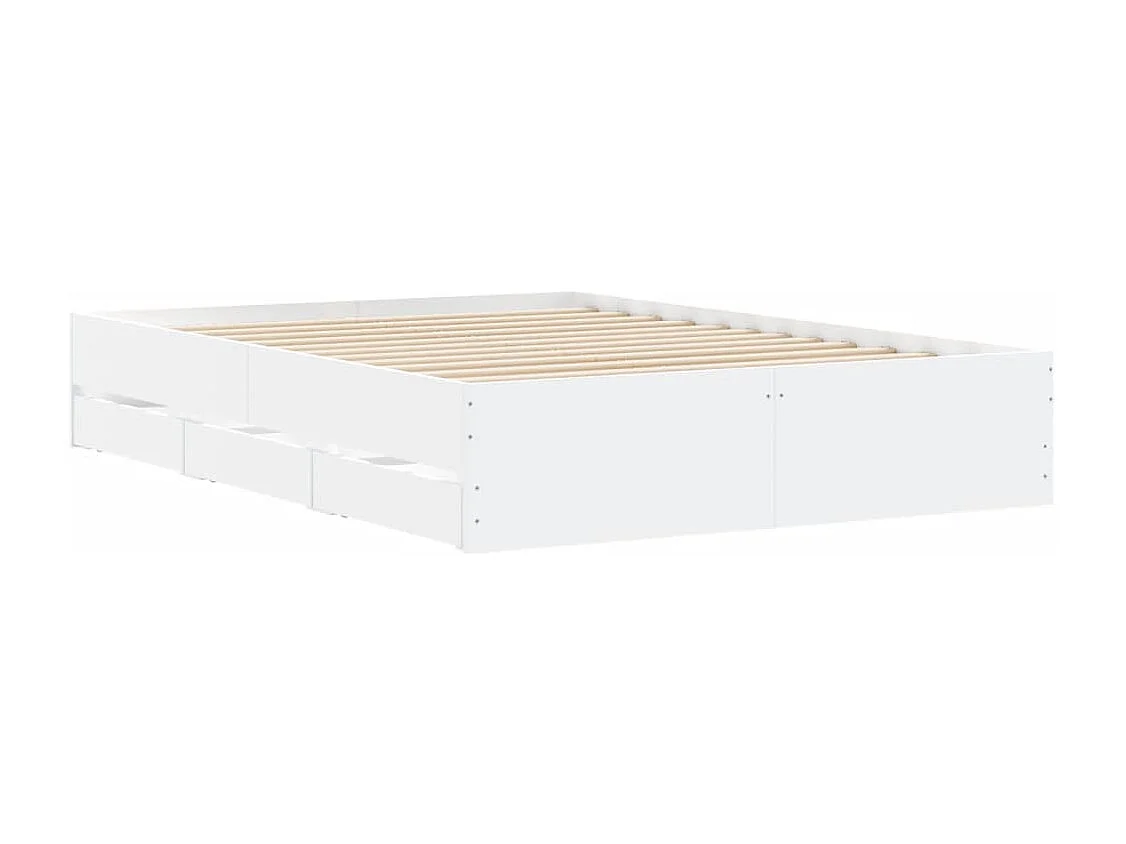Cadre de lit à tiroirs blanc 120x190 bois d'ingénierie