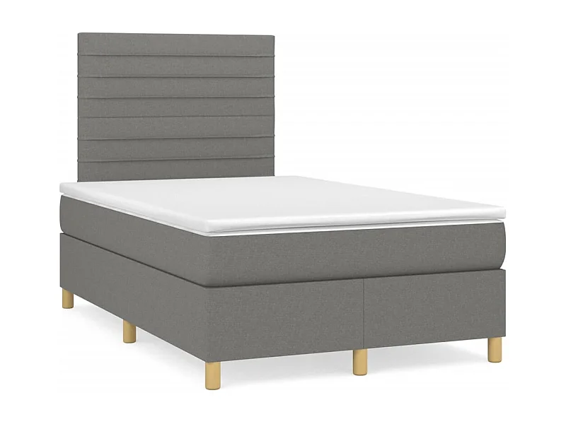 Sommier à lattes de lit avec matelas gris foncé 120x190 tissu