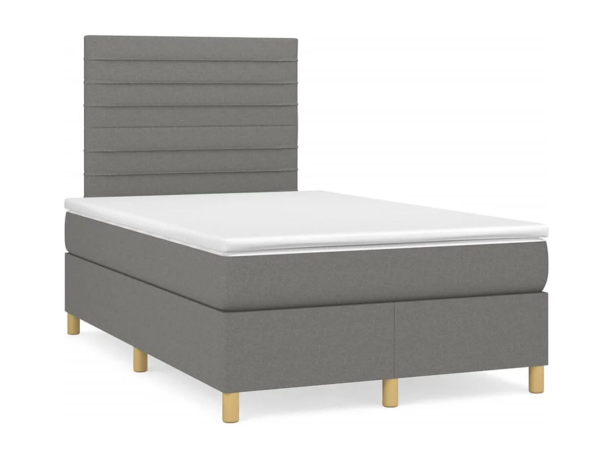 Sommier à lattes de lit avec matelas gris foncé 120x190 tissu