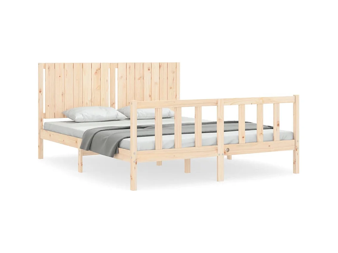 Cadre de lit avec tête de lit 160x200 bois massif
