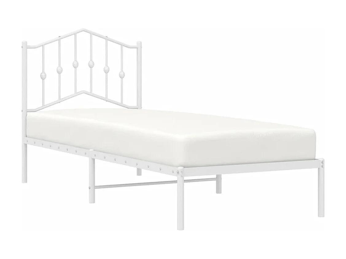 Cadre de lit métal avec tête de lit blanc 90x200