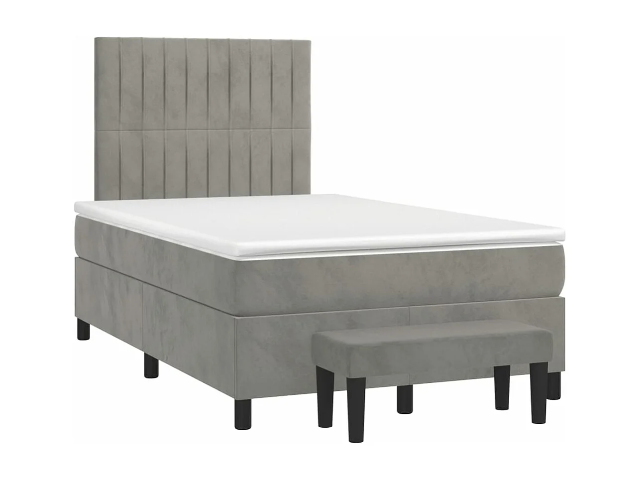 Sommier à lattes de lit et matelas Gris clair 120x200 Velours
