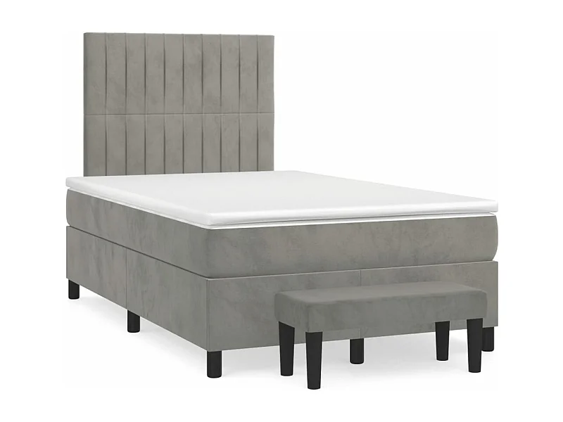 Sommier à lattes de lit et matelas Gris clair 120x200 Velours