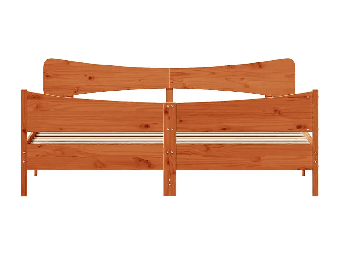 Cadre de lit et tête de lit marron 200x200 bois de pin