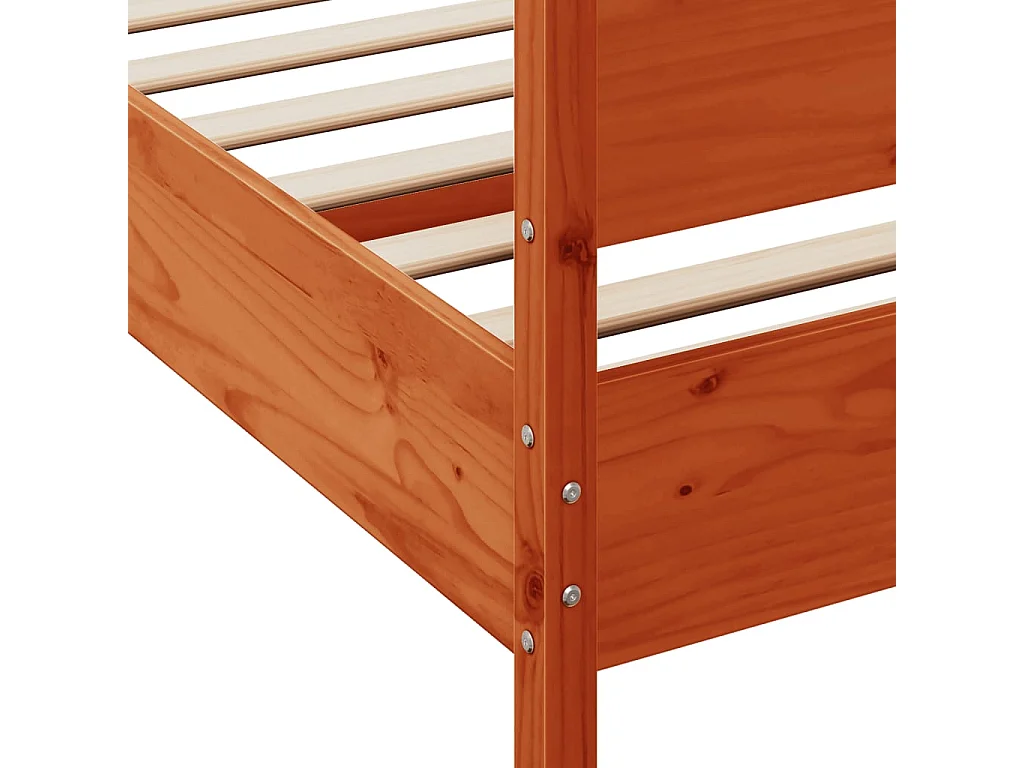 Cadre de lit et tête de lit marron 200x200 bois de pin