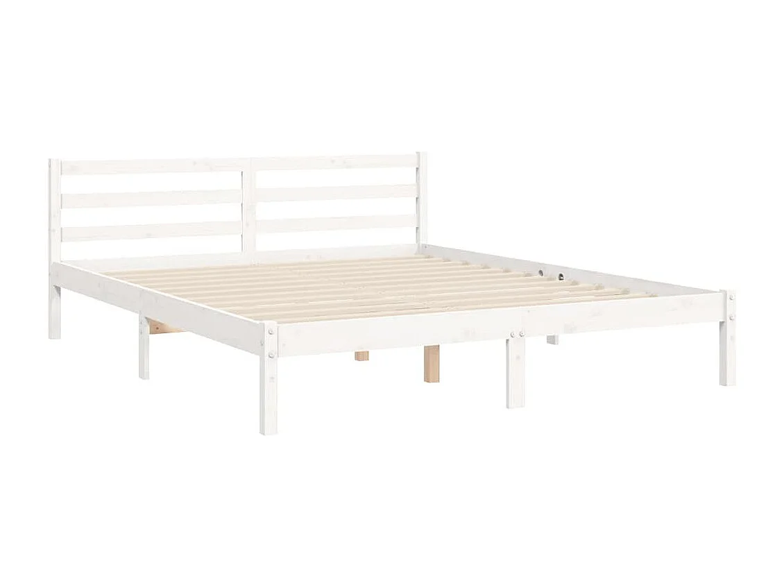 Cadre de lit avec tête de lit blanc King Size bois massif