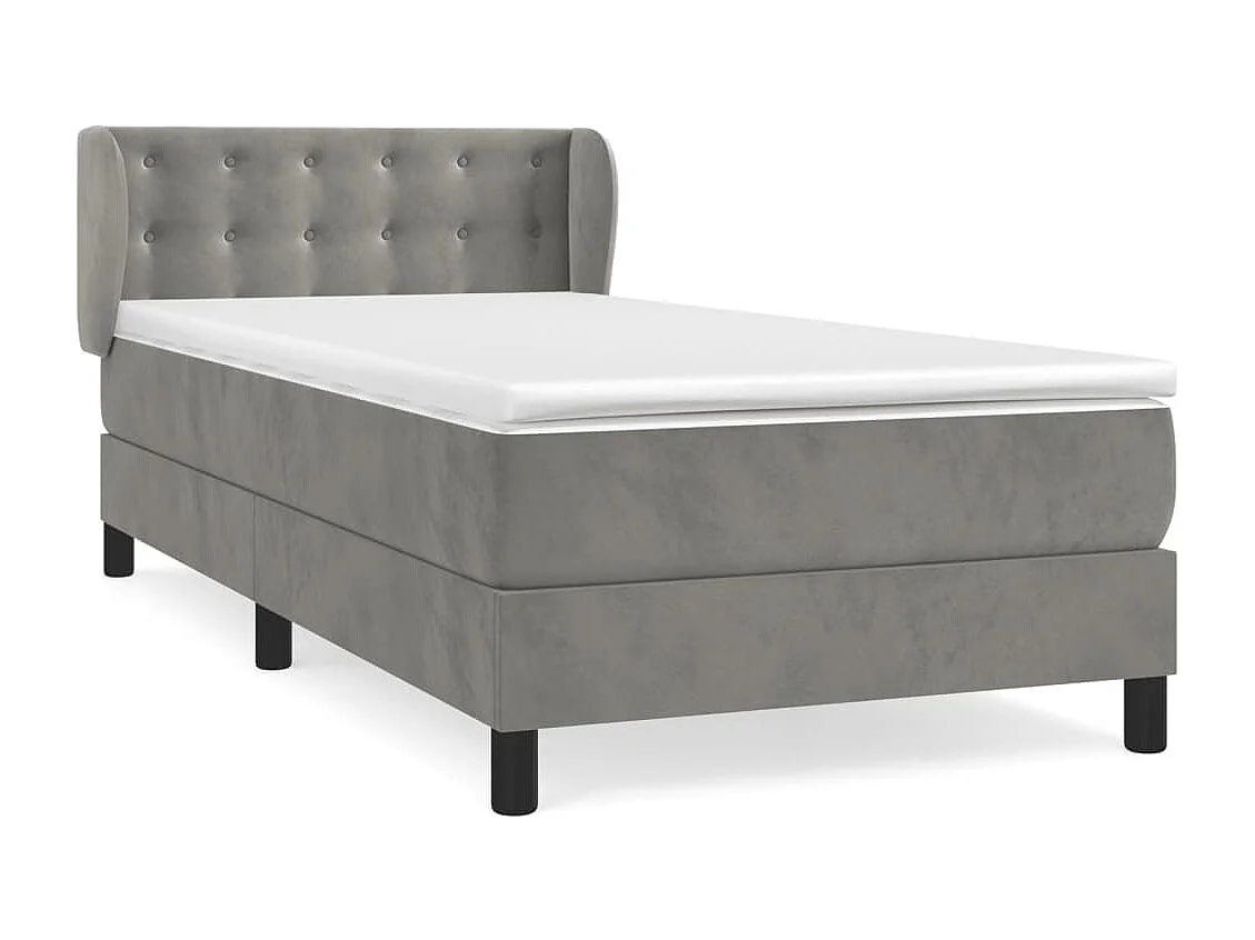 Sommier à lattes de lit et matelas Gris clair 80x200 Velours
