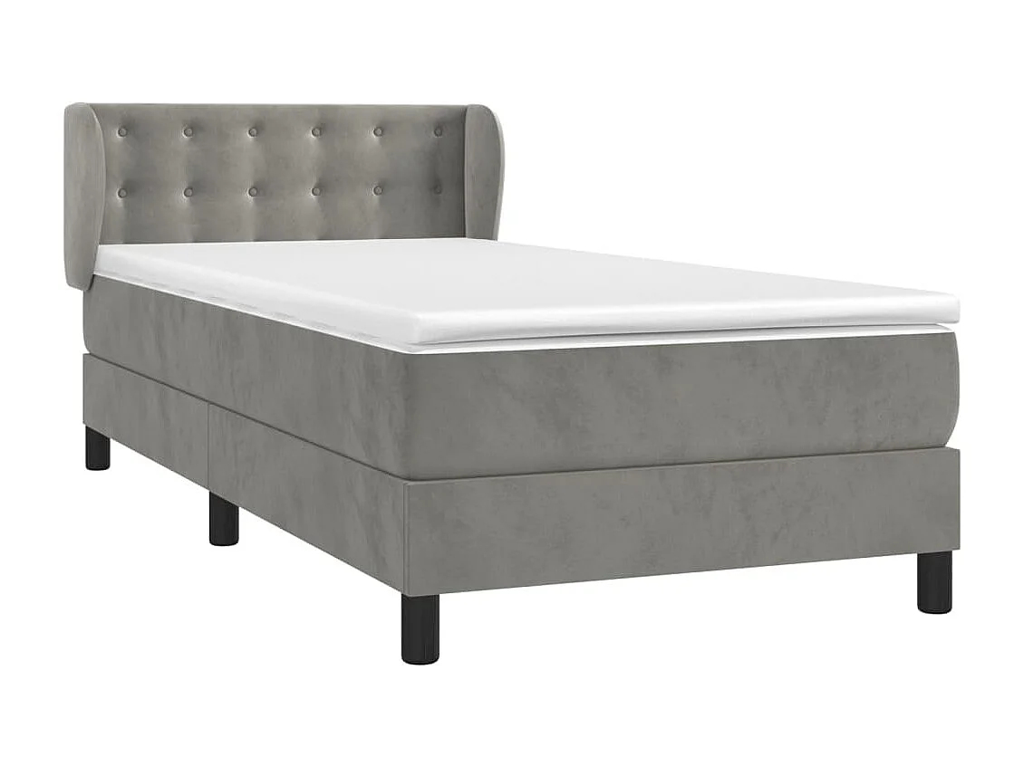 Sommier à lattes de lit et matelas Gris clair 80x200 Velours