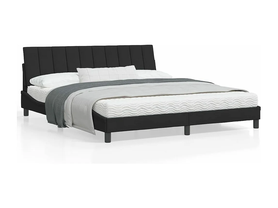 Bedframe met hoofdeinde fluweel zwart 180x200 cm