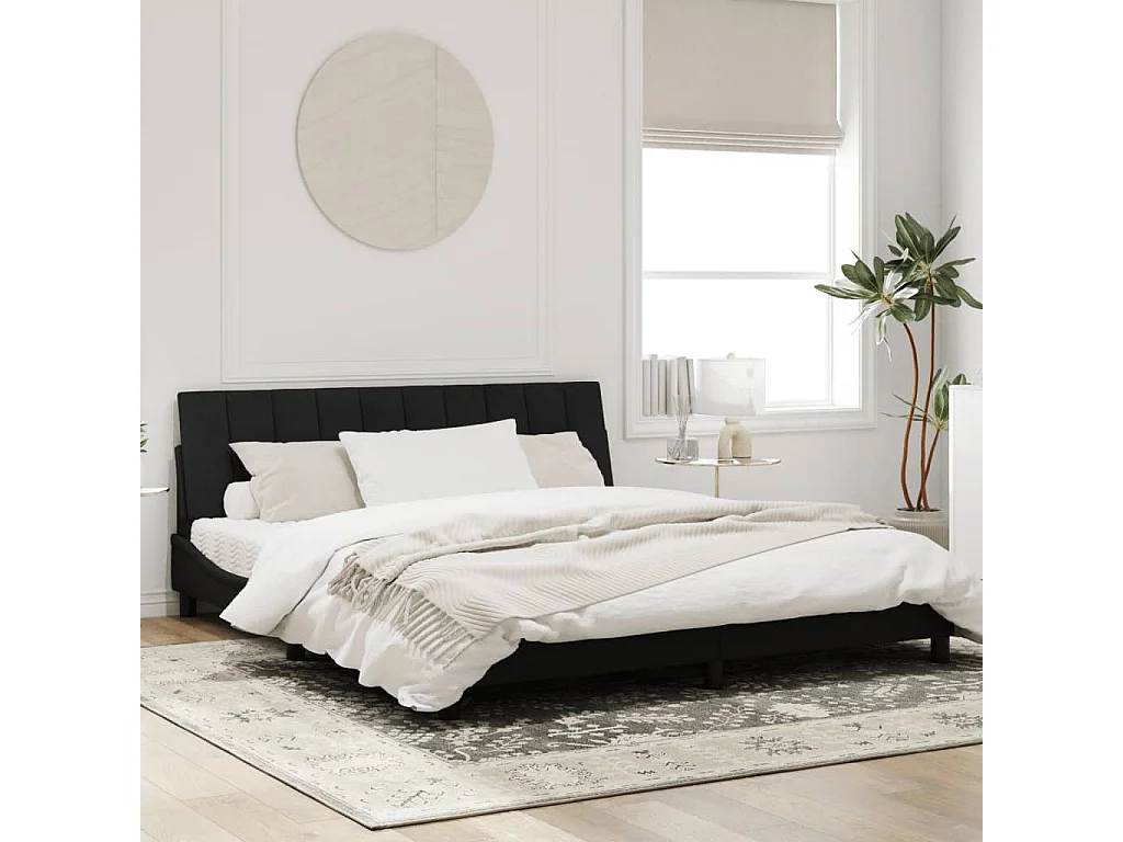 Bedframe met hoofdeinde fluweel zwart 180x200 cm
