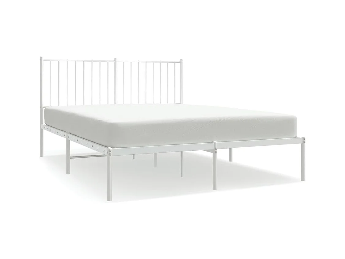 Cadre de lit métal avec tête de lit blanc 140x190