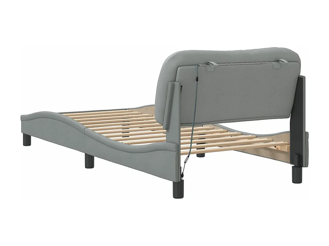Cadre de lit avec lumières LED gris clair 90x190 tissu