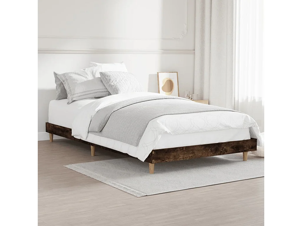Cadre de lit chêne fumé 100x200 bois d'ingénierie