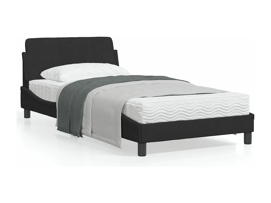 Cadre de lit avec tête de lit Noir 100x200 Velours