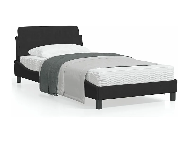 Cadre de lit avec tête de lit Noir 100x200 Velours