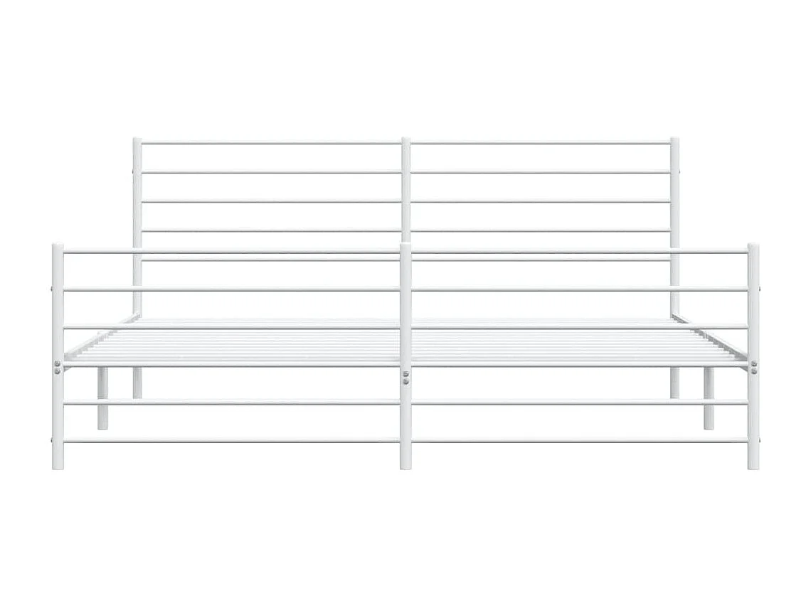 Cadre de lit métal avec tête de lit-pied de lit blanc 180x200