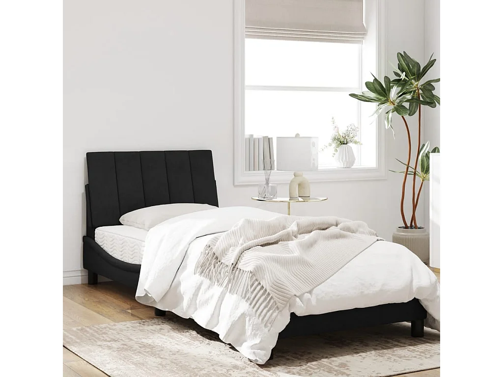 Cadre de lit avec lumières LED noir 90x190 velours
