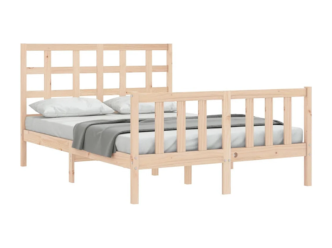 Bedframe met hoofdbord massief hout 140x190 cm