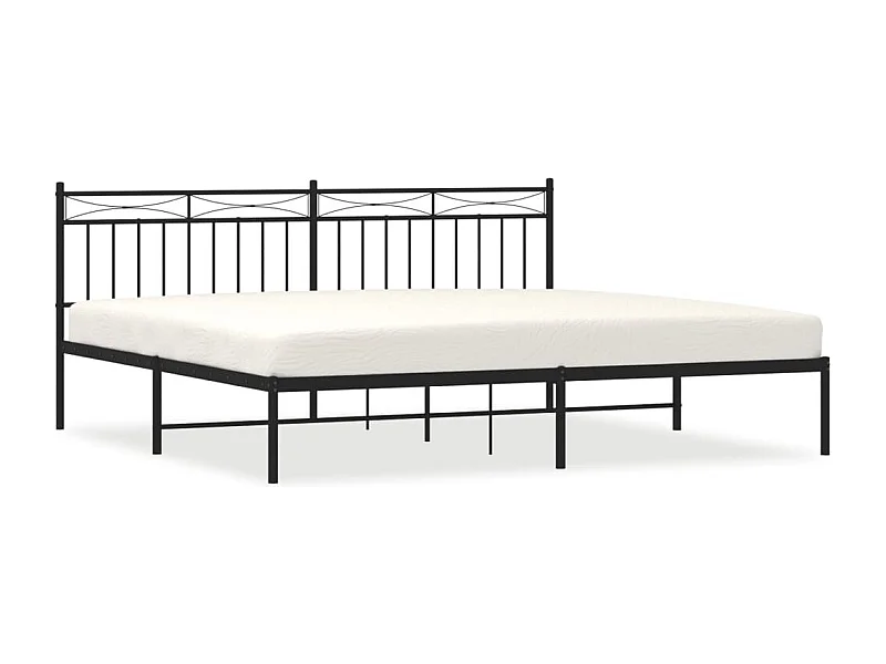 Cadre de lit métal avec tête de lit noir 193x203