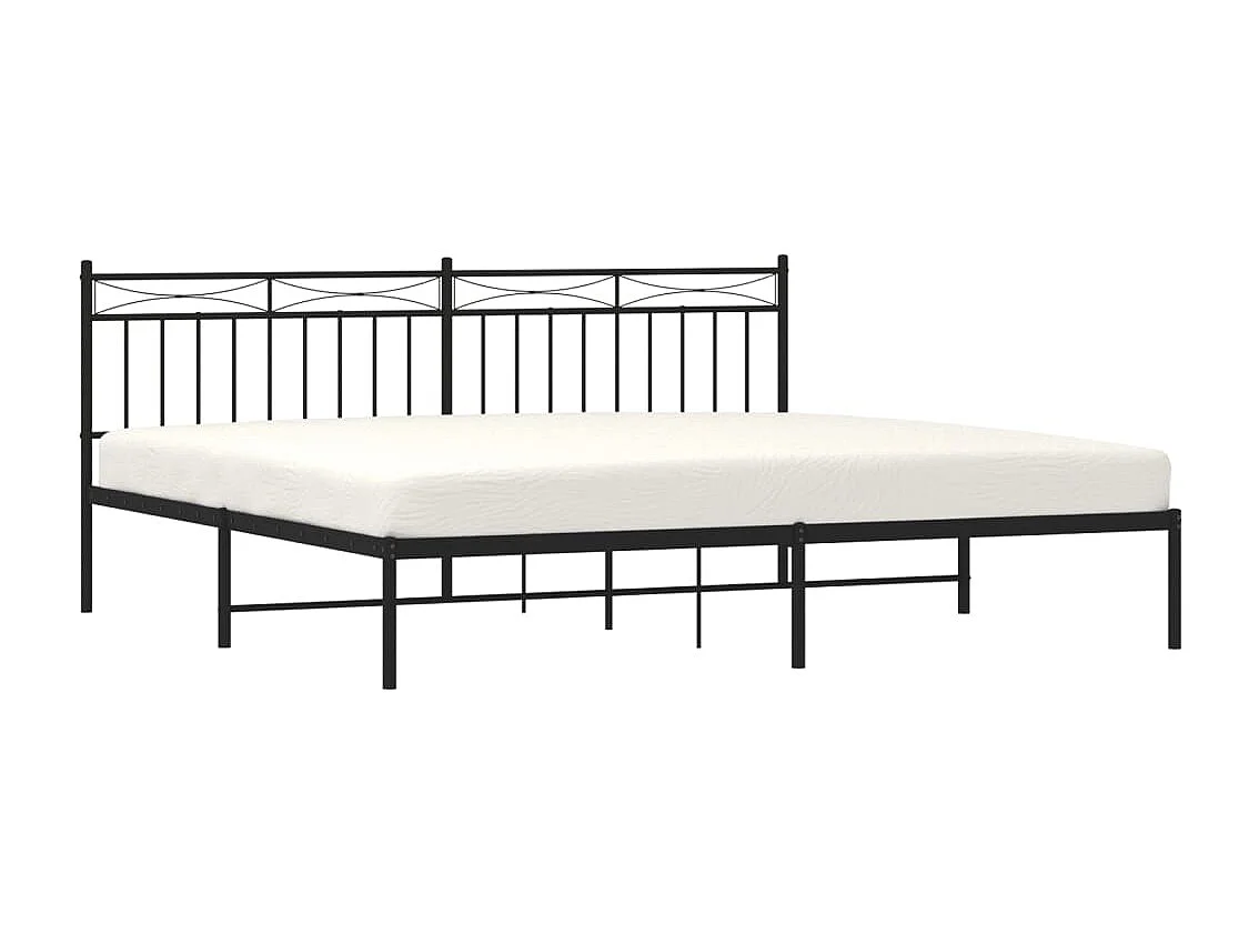 Cadre de lit métal avec tête de lit noir 193x203